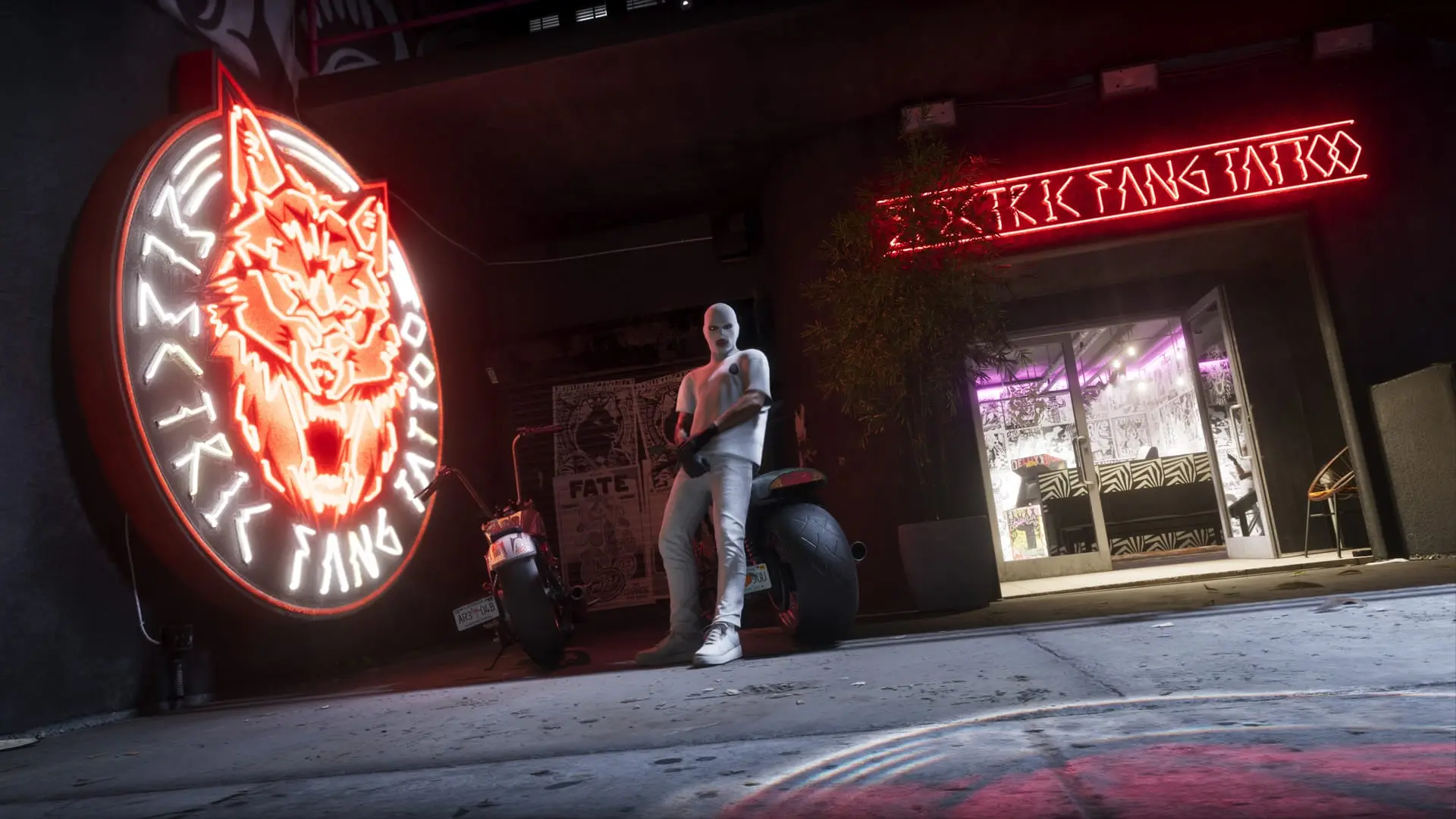 The neon sign of the Electric Fang tattoo parlor, official GTA 6 render